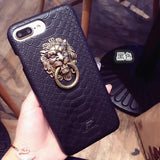 Metal lion head mobile phone case
