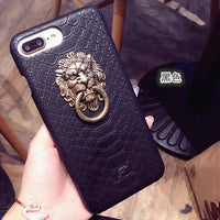 Metal lion head mobile phone case