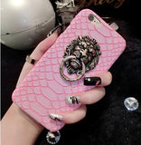 Metal lion head mobile phone case