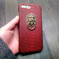 Metal lion head mobile phone case