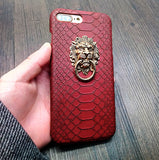 Metal lion head mobile phone case